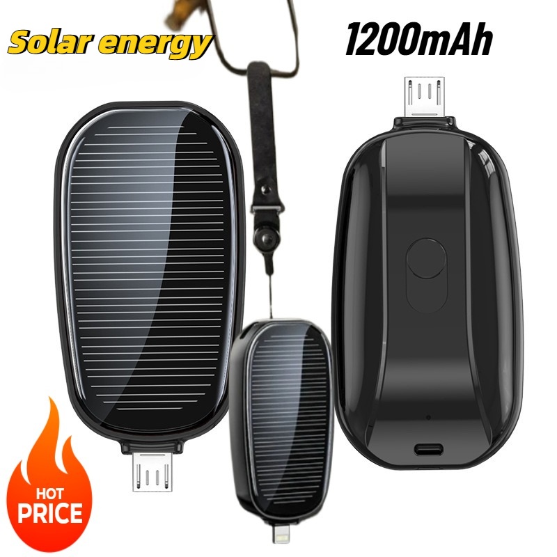 Usb Charger Dynamo - 1200mAh 태양광 미니 보조배터리 키체인 휴대용