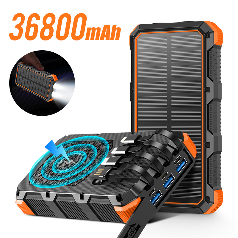 Usb Charger Dynamo - 태양 보조베터리 36800mAh 케이블 Qi 무선